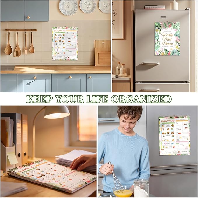 52-Week Meal Planner Notebook with Stickers – All-in-One Weekly Food Planner for a Whole Year, Includes Grocery Shopping Lists & Weekly Meal Plan Organizer for Healthy Eating, Meal Prep & Budgeting