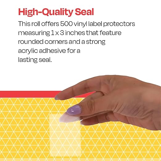School Smart Vinyl Label Protectors, Round Corner Rectangle, 1 x 3 Inches, Clear, Pack of 500