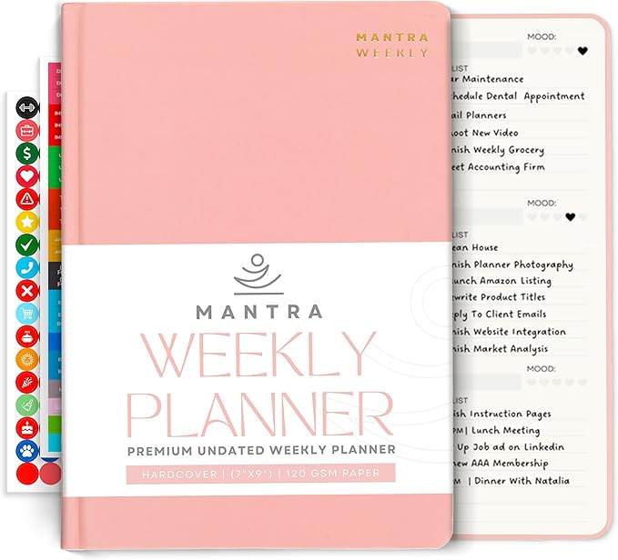 2026 Planner, Daily Journal & Gratitude Journal All-In-One with To Do List, Self Care Prompts & Habit Tracker - 7 x 10 - Pink