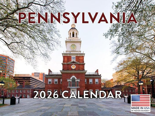 Pennsylvania Calendar 2026 Wall 12 Month Monthly PA Scenic Souvenirs Pennsylvanian Themed Gifts | American Made In The USA