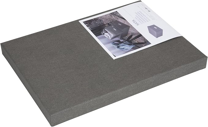 Bigso Box of Sweden Katia KD Collapsible Photo Storage Box with Labelframe for Easy Identification | Simple Assembly without Tools with Lids | 11.3"x15.4"x6.4" | Light Gray