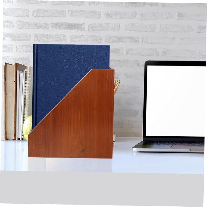 Cabilock Wooden Desk Organizer Lidless Wooden Storage Box for Office Home Capacity File Organizer for Sundries Supplies and Documents Sturdy Solid Wood Construction Clutter Desktop