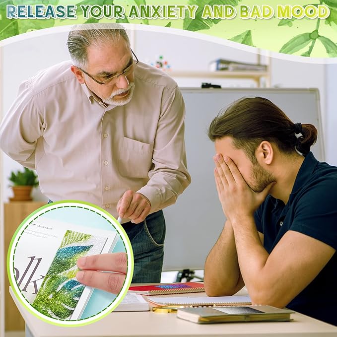 Gersoniel 72 Pcs Anxiety Sensory Stickers Calm Stickers Adhesive Textured Mental Health Strips Mindfulness Fidget Decals Stress Anxiety Relief Items for Desk Therapy Office Counselor(Leaves)