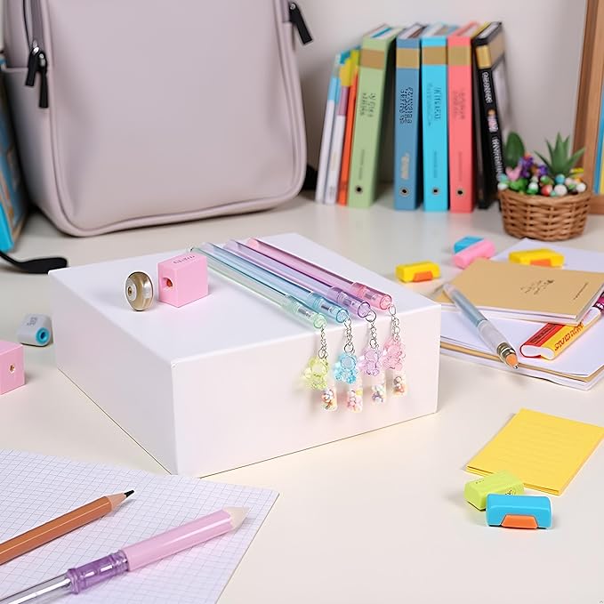Gel Pen Pendant Pen Cute Drifting Bottle Bear Pendant Gel Pen Stationery Sweet Lovely Erasable Pens School Office Supplies Rollerball Pens(bear random 1pc)