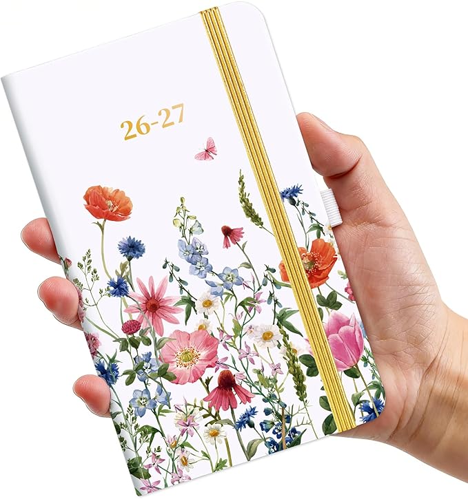 Pocket Calendar 2026-2027 - 2026-2027 Pocket Planner for Purse, Jul. 2026 - Jun. 2027, 6.3''×3.8'', Weekly & Monthly Planner with Pen Loop - Floral