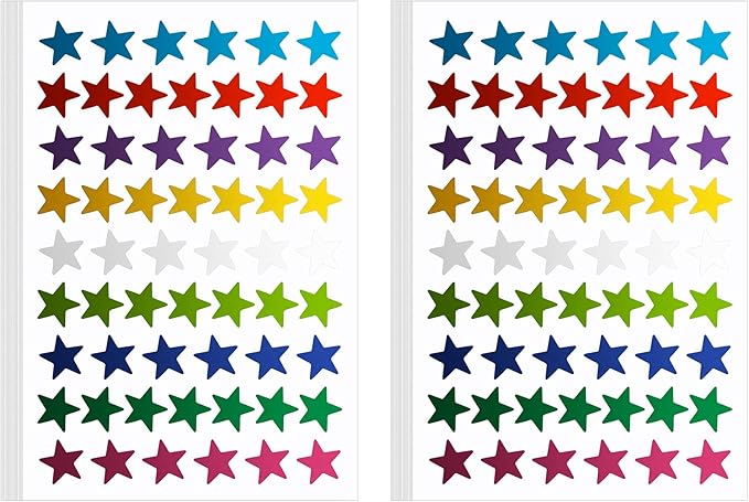 1080 Rainbow Foil Star Stickers - 20 Sheets Small Stickers for Kids Reward, School Planner, Behavior Chart, Classroom Teacher Supplies, DIY