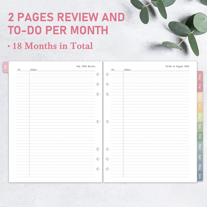 2026-2027 Monthly Planner Refill for 3 Ring, A4 Letter Size Planner Inserts, 8.5"x11", Jul. 2026 - Dec. 2027, 18 Monthly Calendars with Colorful Laminated Tabs, 7/3-Hole Punched