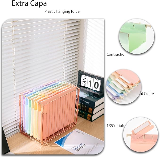 30 piece Large Capacity Hanging Folder, Letter Size, 4-inch Expansion Bag, with 1/5 Adjustable Label, polyethylene Hanging Clip 9.5x11 inch, Suitable for Office, Home, School