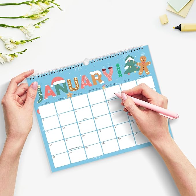 SUNEE 2026 Calendar, 18 Months 2026 Calendar Wall Hanging 2026 Calendar 11"x8.5", October 2025 to March 2027, for Organizing & Planning, Cute