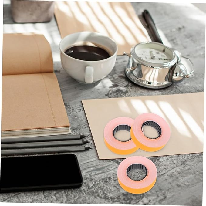 NUOBESTY 10rolls Price Label Paper Roll for Price Marker Labeler Print Quality Labeler Parts Supplies Easy Identification Orange