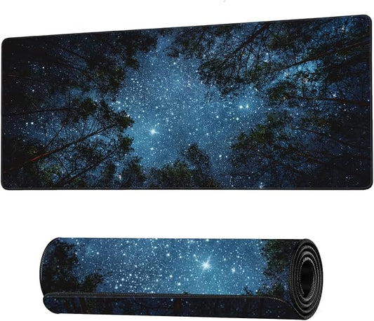 Beautiful Night Sky and Milky Way Gaming Mouse Pad XXL Large Desk Mouse Pad Keyboard Mat with Stitched Edges Waterproof Non-Slip Desk Mat for Laptop,Keyboard,Computer 35.4 * 15.7 Inch