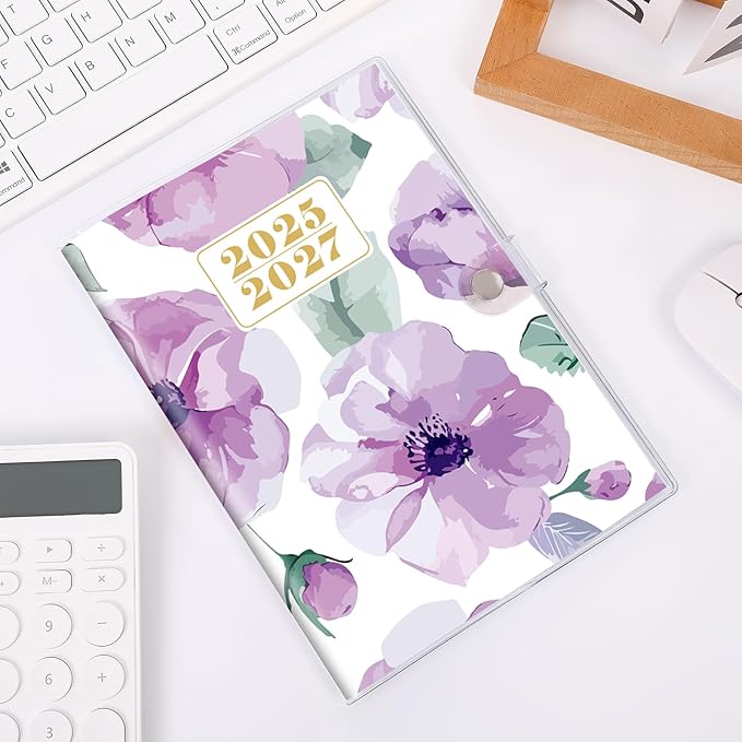 Monthly Planner 2025-2027, Monthly Calendar (July 2025 Until December 2027), 5.9'' x 8.4'', A5 Planner with PVC Cover, Perfect for Office, School Organizing Planning - Purple