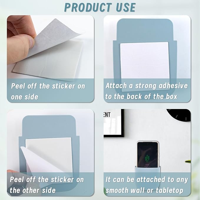 8 Pack Remote Control Holder Wall Mount Self Adhesive Wall Mounted Storage Box Pen Storage Containers for Home Office School