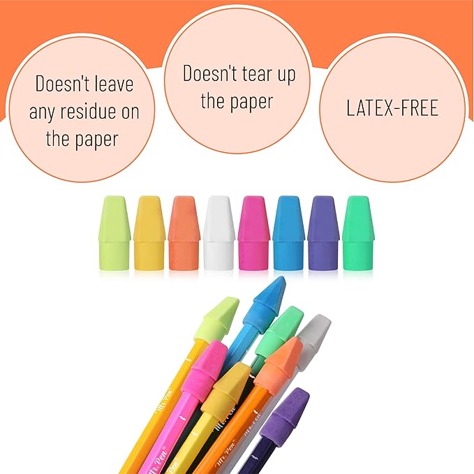 Mr. Pen- School Eraser Combination Set, 60 Pack, Assorted Colors, Latex Free Erasers for School, Office, Art Sketching, Homework, Exams, Clean Smudge-Free Correction