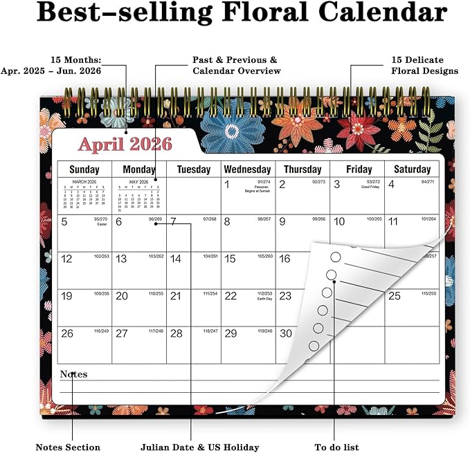 Small Desk Calendar 2026-2027 - Standing 2026 Desk Calendar, APR.2026 to JUN.2027, 8" x 6", Monthly Flip Desktop Calendar with Stickers, Your Personal Desk Planner for Home Office