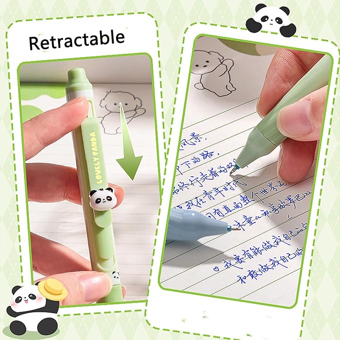 4pcs Erasable Pens 0.5mm GelPens Black Ink Retractable Mistake-Free Smooth Writing Pens with Erasers for Women Men Office Supplies (animal 4pcs, Black)