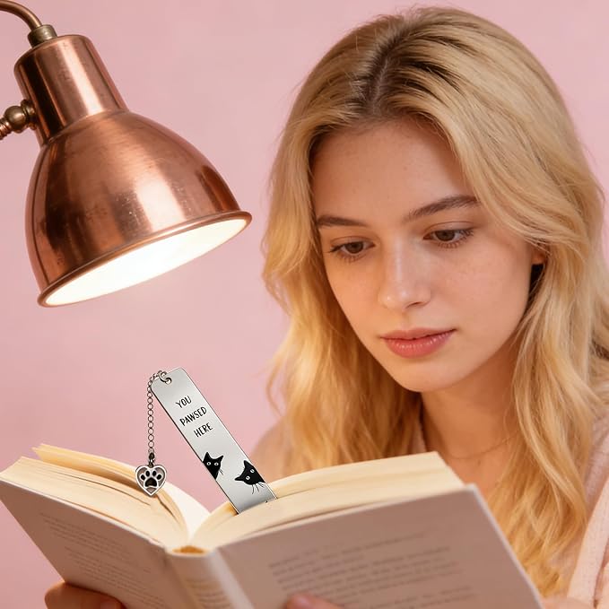 Cat Bookmark,Stainless Steel Funny Black Cat Bookmark Reading Accessory, Cute Metal Bookmark for Women,Students & Book Lovers Gift