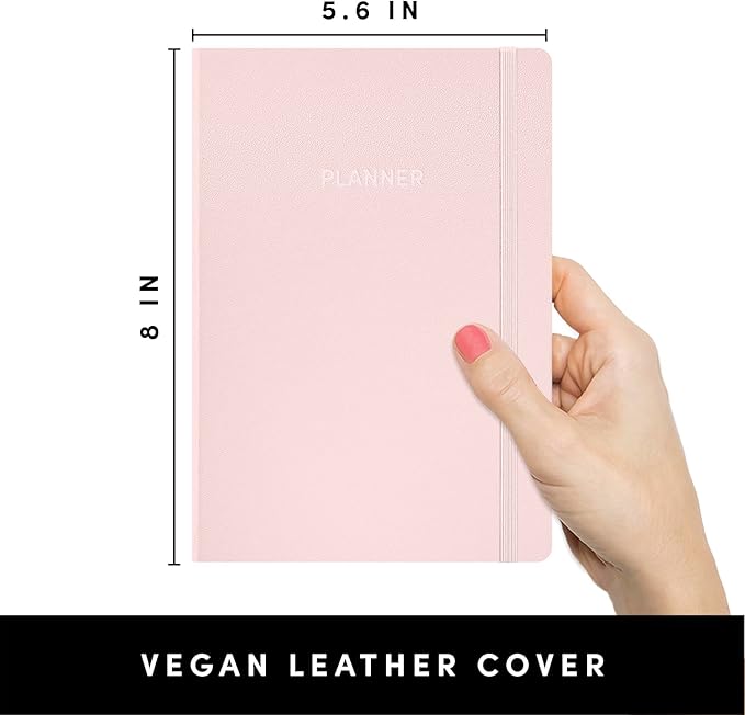 PAPERAGE Undated Weekly & Monthly Hardcover Planner (Blush), 5.6 in x 8 in, Includes Lined Note Pages & 2 Sticker Sheets