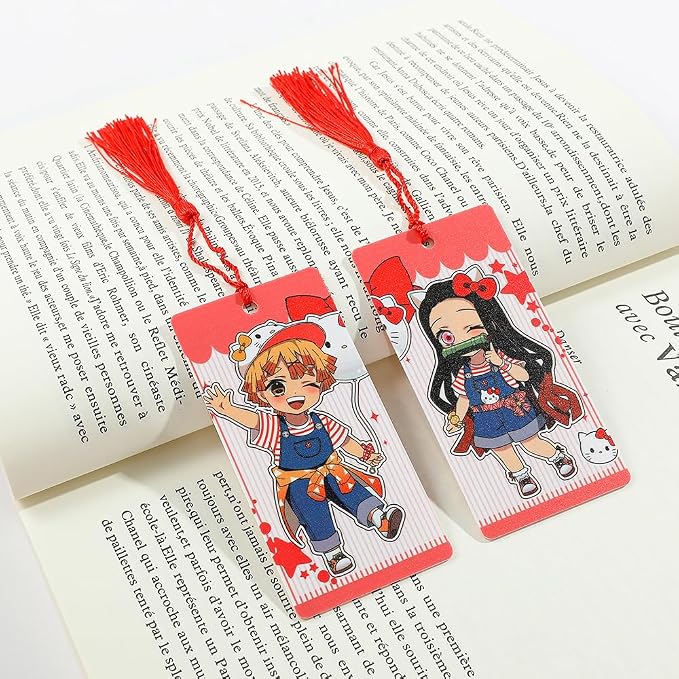 Anime Demon Kamado Acrylic Bookmark - Anime Tanjiron Zenitsu Giyuu Kyoujurou Figure Page Mark Reading Tool, Holiday Gifts for Reading Fans Book Lovers Bookworm (4PCS Set-1)