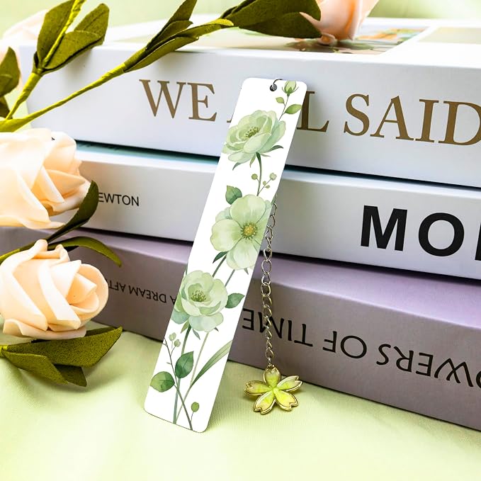 Cute Flower Bookmark Metal Bookmarks Book Marks for Reading Women Kids Bookmarks for Book Lovers Book Markers for Women Reading Accessories (Green Flower)