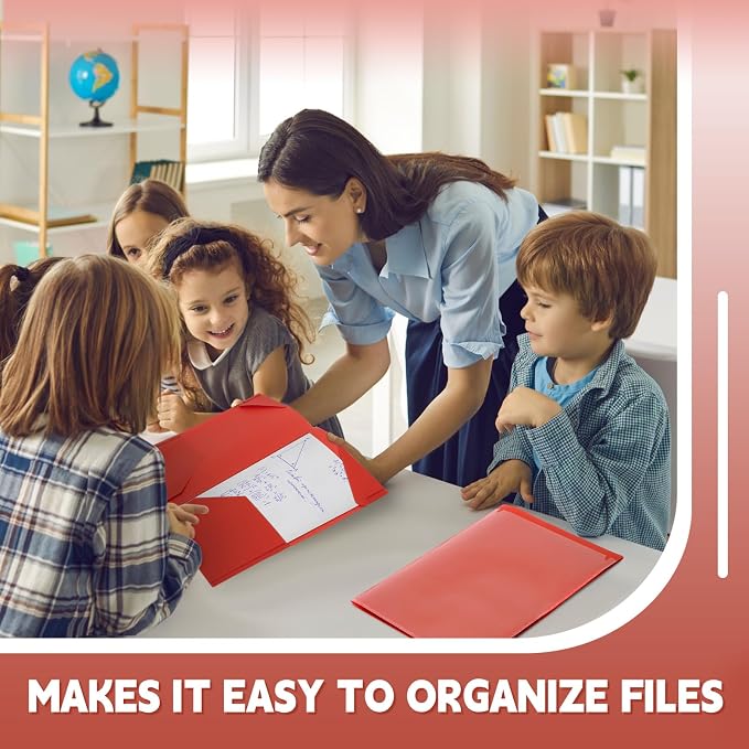 Henoyso 36 Pack Red Plastic Folders with Clear Front Pockets Heavy Duty File Folders with 2 Pockets and Card Slot for Student Communication School Office Presentation Report