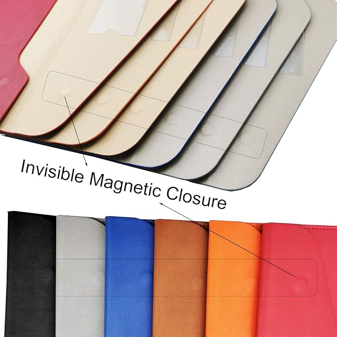 PU Leather A4 File Folder Document Holder Waterproof Portfolio Envelope Folder Case with Invisible Magnetic Closure Blue