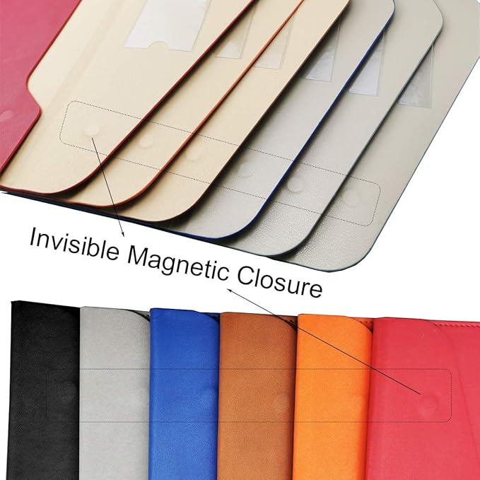 Enyuwlcm PU Leather A4 File Folder Document Holder Waterproof Portfolio Envelope Folder Case with Invisible Magnetic Closure Gray