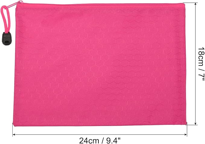 PATIKIL Waterproof Zipper File Bags, 3 Pack A5 Document Holders Pencil Pouch for Office, Rose Red