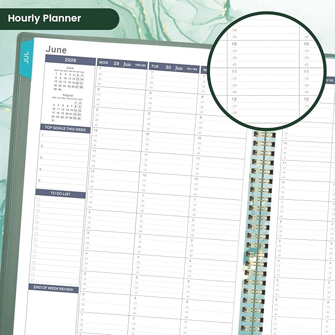 Appointment Book 2026-2027 - Daily Hourly Planner 2026-2027, JUL 2026 - JUN 2027, 9"x 11", 26-27 Planner Weekly and Monthly, Appointment Planner 26, 15-Minute Interval, Flexible Cover - Dark green