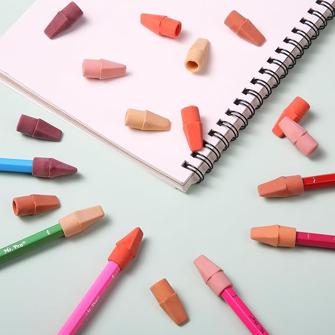 Mr. Pen- Pencil Top Erasers, 120 Pack, 6 Different Sunset Orange Colors, Latex-Free & No Smudge Pencil Eraser Tops