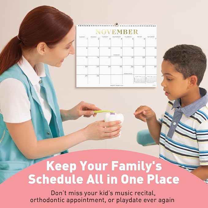 S&O Gold Foil Wall Calendar from January 2026-June 2027 - Tear-Off Monthly Calendar - 18 Month Academic Wall Planner - Hanging Organizer to Track Anniversaries & Appointments - 13.5"x10.5”in
