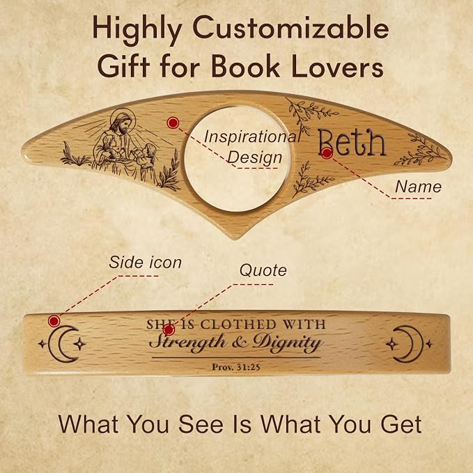 Custom Book Page Holder, Thumb Book Page Holder, Personalized Wooden Page Holder for Reading, Gifts for Book Lovers Teachers Appreciation Gifts on Birthday (Style 4)