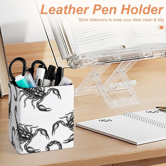Women's Fashion Pencil Pen Holder Cup, Waterproof Office Supplies, Waterproof Multifunctional Office Supplies Black Scorpion