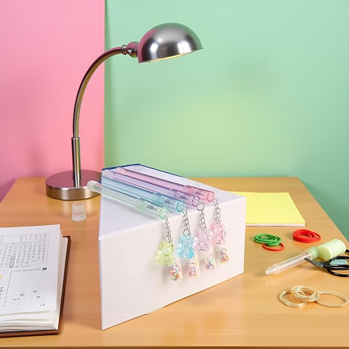1Pc Random Color Bear Gel Pen Pendant Cute Drifting Bottle Bear Gel Stationery Sweet Lovely Erasable School Office Supplies Gel Ink Rollerball