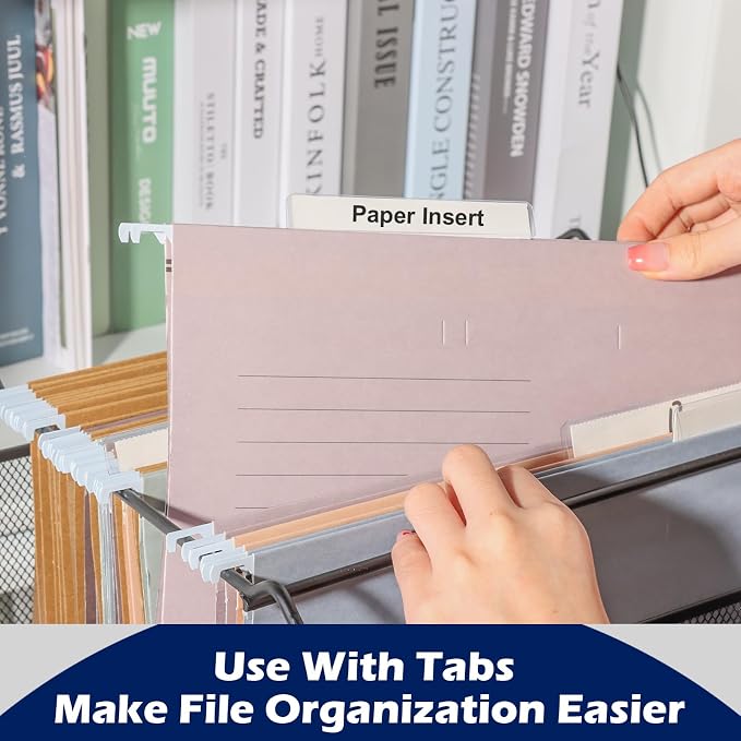 100 Pcs Hanging File Folder Paper Inserts 4 inch Off White Blank File Tab Inserts Thick Cardstock for Hanging Folder (4×0.6 inch)（No Tabs）