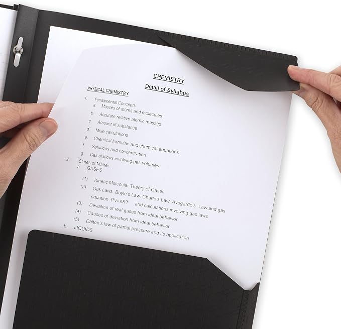 Five Star 2-Pocket Folder, Plastic Folder with Stay-Put Tabs and Prong Fasteners, Holds 8-1/2" x 11" Paper, Black (72113)