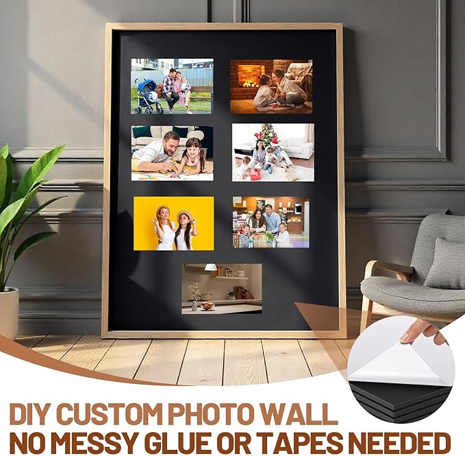 Pushglossy 25 Sheets 24 x 36 x 3/16" Self Adhesive Foam Board Black Self-Adhesive Tack Foam Boards Large Free Mounting Poster for Crafts Presentation Vision Board Signboard and Party Decorations
