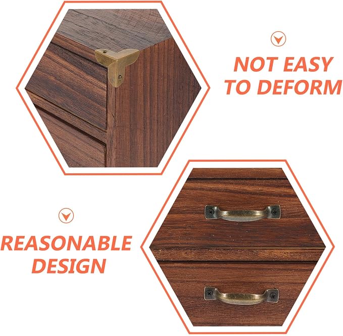 Alipis 2 Drawer Wooden Desktop Organizer - Vintage Style Storage Cabinet for Office Supplies Jewelry and Cosmetics Compact 9.44X7.08X5.11 Inch
