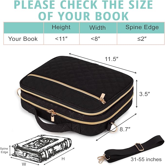 2 Compartment Bible Cover for Women,Large Bible Case with Handles Shoulder Strap,Carrying Bible Bag Scripture Case Church Bag Bible Protective with Pocket