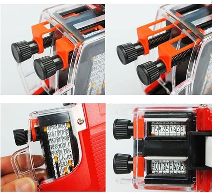 Price Tag Gun, 10 Digits 2 Lines Labeler Marker Attacher Tool for Office Retail Store 2 Row Price Tag Gun Kit with Label Stickers and Ink Rolls (Red)