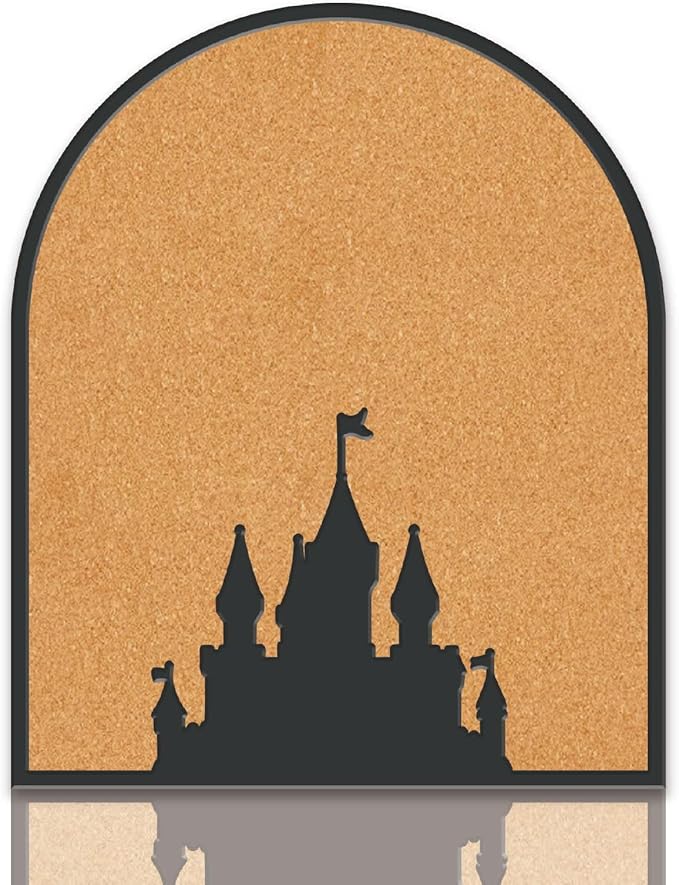 CRASPIRE Castle Pin Cork Board 11.8x9.8In Wall Mounted Framed 0.7" Thick Bulletin Display Badge Wooden Saddle Brown Memory Memo Brooch Lapel Pin Holder Storage for Home Office Bedroom Wedding Decor