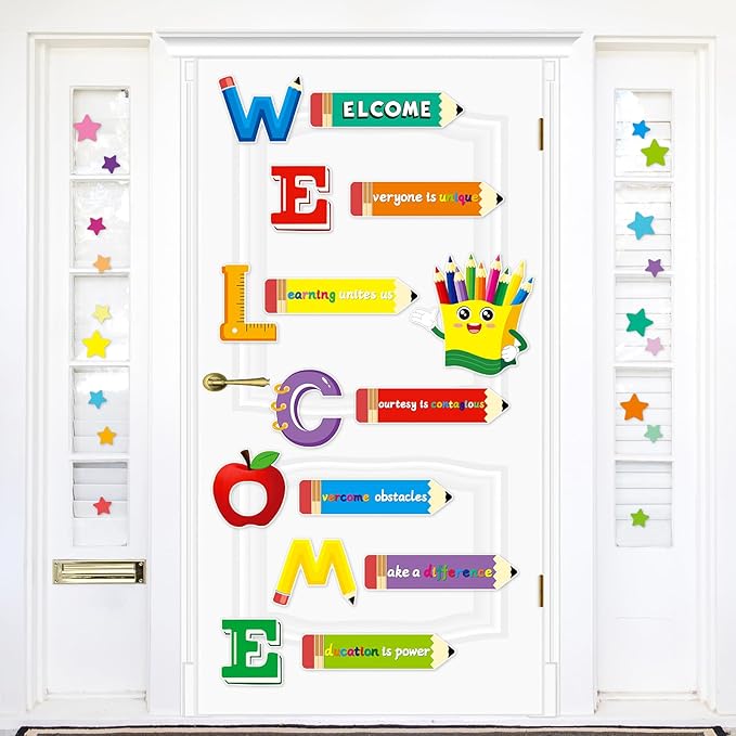 Yewfold Classroom Door Decor, Welcome Bulletin Board Decorations Set,Classroom Wall Decor for Elementary Middle School Teacher Supply (Welcome)