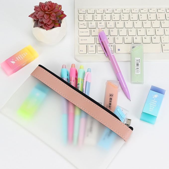 Buqoo Mechanical Pencil Set, 5PCS 0.5mm Cute Pastel Mechanical Pencils, 3 Candy Jelly Gradient Eraser with 80PCS HB 0.5 Lead Refill and Zipper Bag Pencil Kit for Art, Drawing Pencils for Sketching