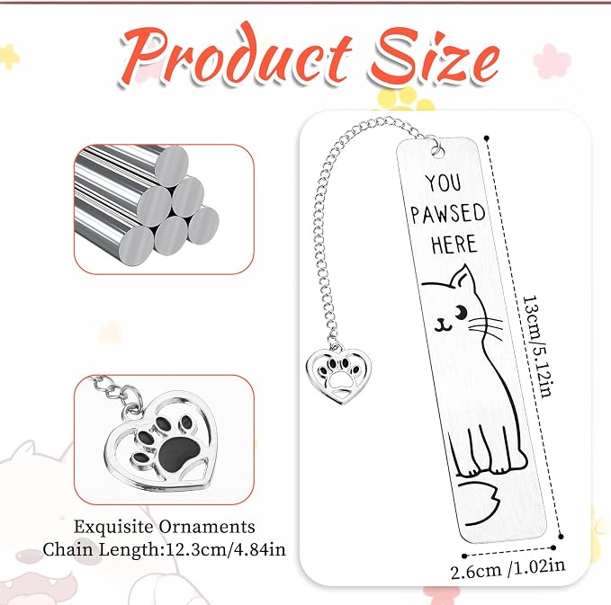 Tyqour Cat Bookmarks Gifts for Book Lover,Funny Metal Book Marks for Friends Coworkers, Birthday Christmas Stocking Stuffers for Book Reading Bookish Gifts