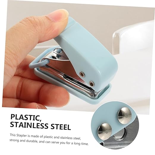 Uonlytech Mini Hole Puncher for Office Supplies Small Lightweight Stapler for School Portable Desk Accessory in Design