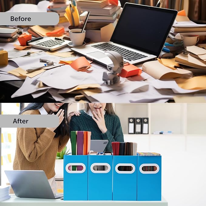 Hanging File Organizer, Cardboard File Folder Organizer for Letter Size, Desk Documents Storage Box, Portable File Folder Holder Boxes for Office, Home, School, Only Box.(2 Packs)