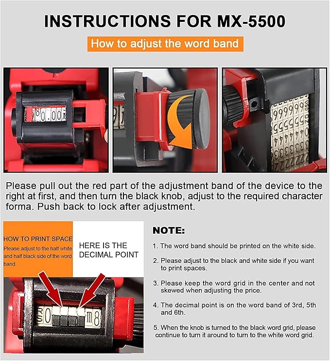 MX-5500 1 Line Labels Price Gun Kit Extra Ink Rollers Refill for Office with 4000 Price Gun Labels Ideal for Retail Grocery Shop（Red）