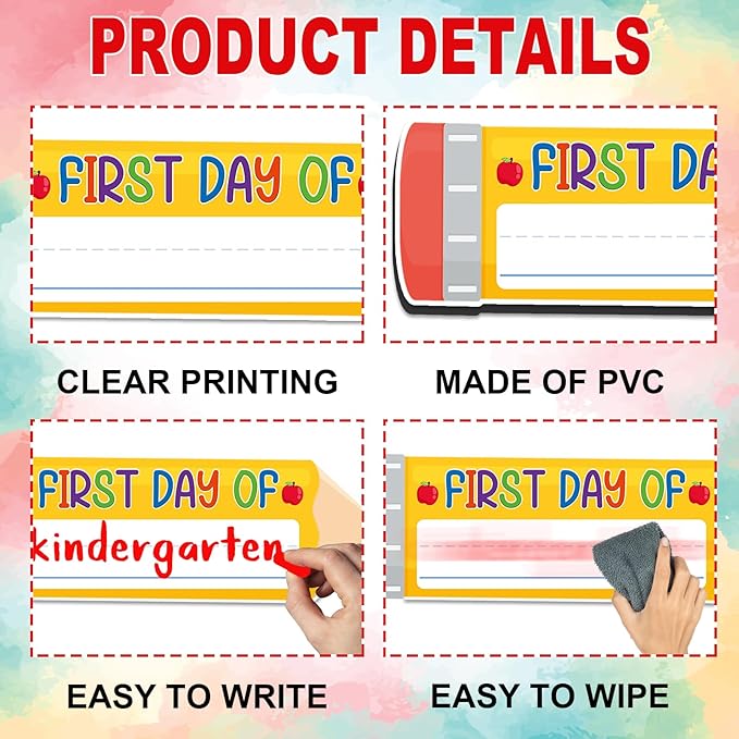JUESMOS First & Last Day of School Chalkboard for Kids Girls Boys, 4.4"x12.6" Double Sided Pencil Back to School Sign 1st Day of Preschool Kindergarten Board Sign Back to Schools Photo Prop Supplies
