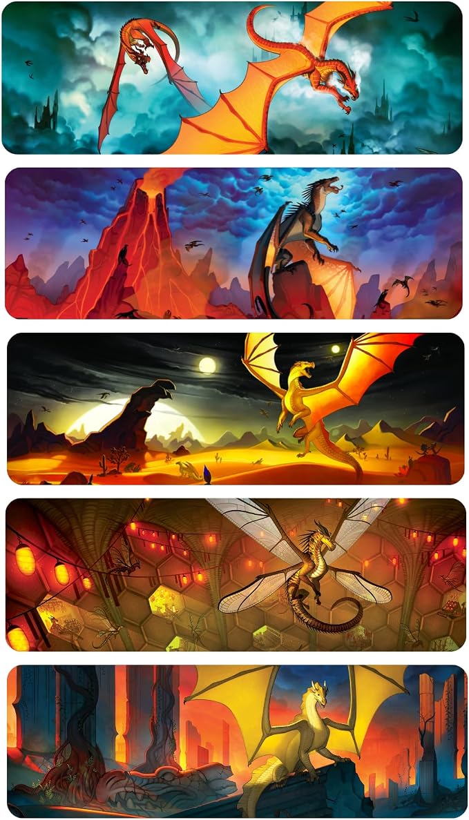40 pcs Wings of Fire Bookmarks - from Wings of Fire Book 1-15 Author Tui Sutherland Bookmark Merch for Book Fans, Kawaii Dragon Lovers, Party Favor, Student Rewards (WOF_40pcs_Bookmark)