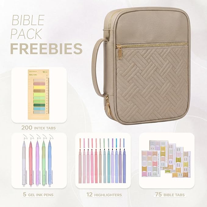 Bible Cover Bible Book Cover Bible Case for Women Canvas Carrying Case Book Protector Quilted Vegan Leather Bible Covers Study Supplies Accessories (Elephant Gray, One Size)